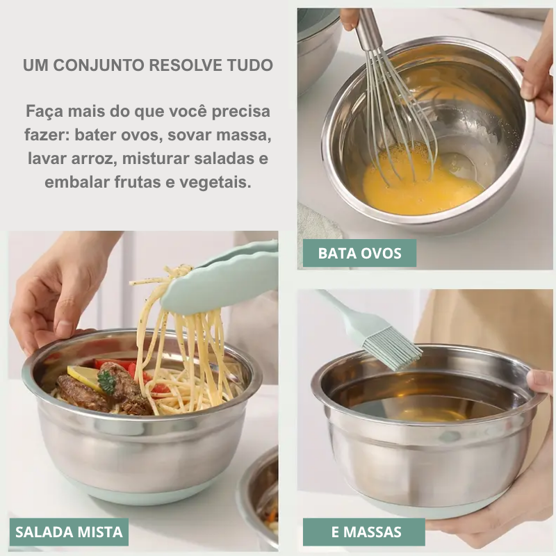 Chef Prime™ Kit Gourmet de Tigelas e Utensílios Inoxidáveis 29 em 1
