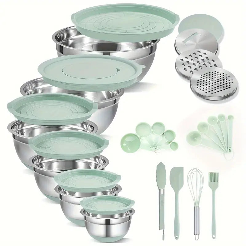 Chef Prime™ Kit Gourmet de Tigelas e Utensílios Inoxidáveis 29 em 1